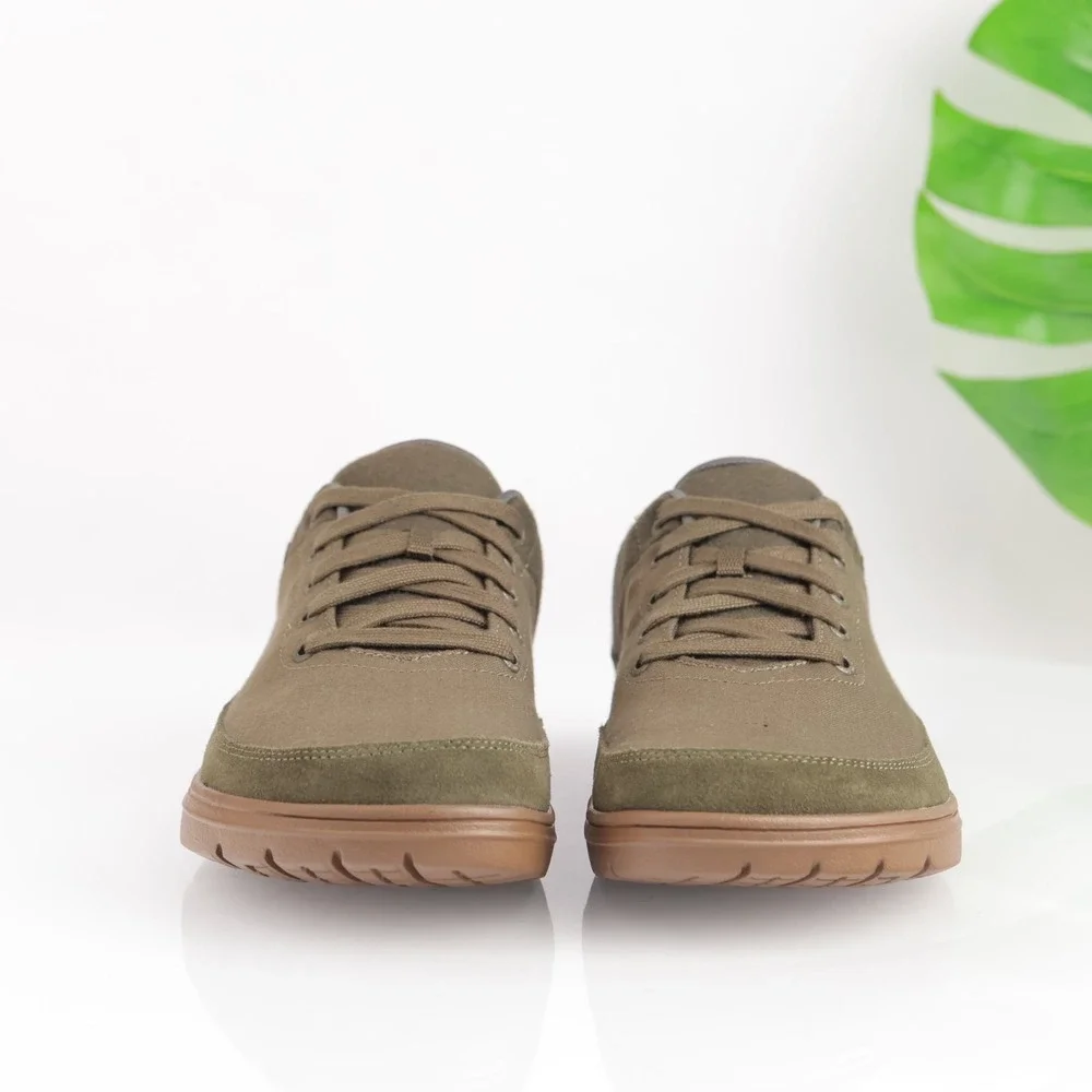Lems Mens Chillum Barefoot Shoes Size 10 Olive Canvas Minimalist Casual Sneakers